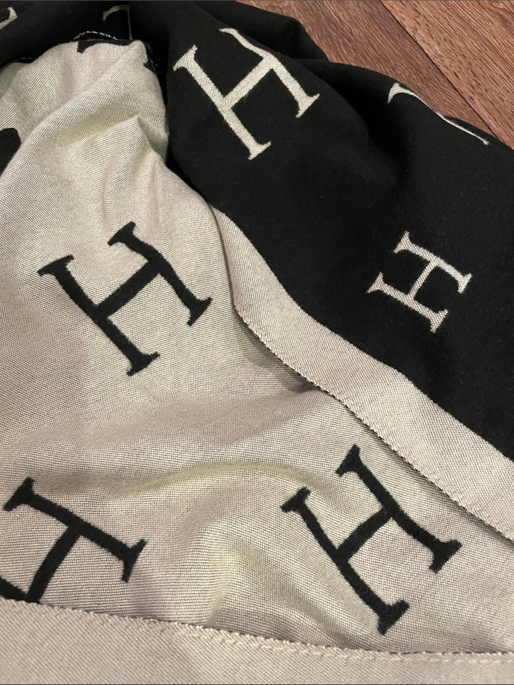 Luxury Black & Cream Soft Scarf with Horse and Carriages Motif